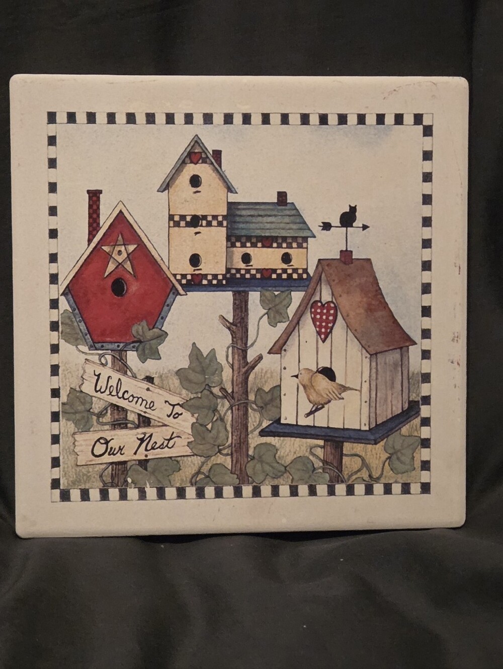 Welcome To Our Nest Birdhouse Tile Trivet 6x6"